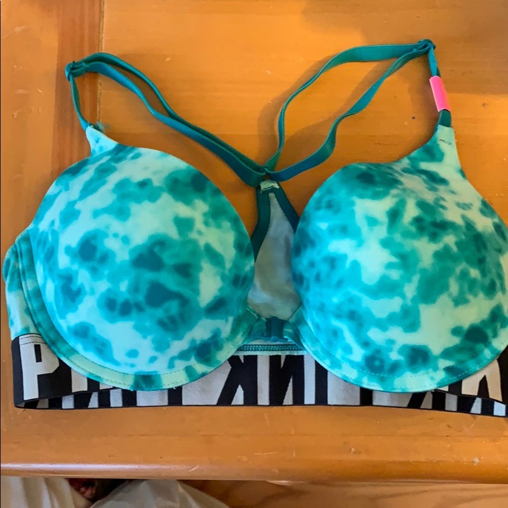 Teal pink racer back bra